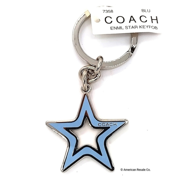 SALE! NWT COACH Sky Blue Star Enamel Key Fob Keychain #7358 - Picture 3 of 5